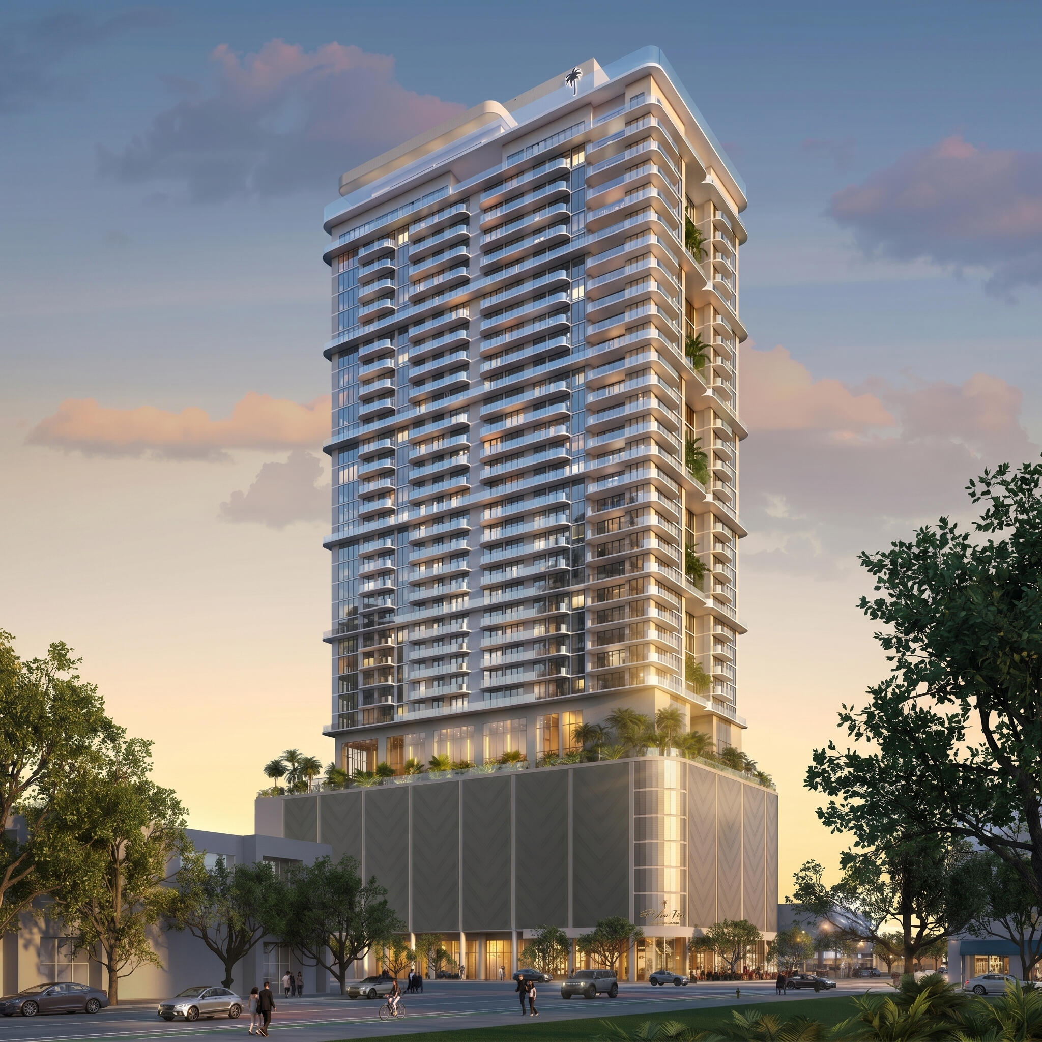 Seven Park Residences Hallandale – Luxury Residential Building Exterior view of Seven Park Residences in Hallandale-Hollywood, a modern luxury residential building with elegant architectural design.