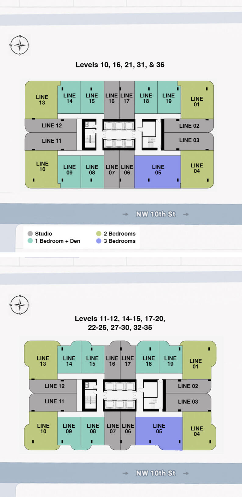 seven Park Residences – Floor Plans for Modern Living Floor plan layouts of Seven Park Residences in Hallandale-Hollywood, showcasing modern apartment designs and smart use of space.