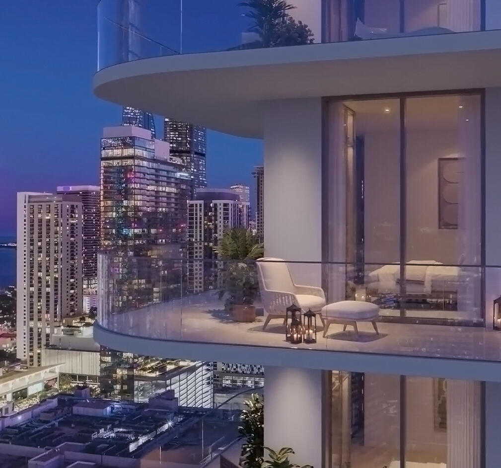Seven Park Residences – Modern Architectural Design in Hallandale Contemporary facade of Seven Park Residences in Hallandale-Hollywood, featuring sleek lines and luxury residential style.